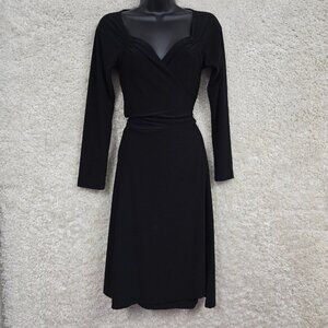 Norma Kamali Black M Long Sleeve Stretch Wrap Dress Career Office‎ Minimalist